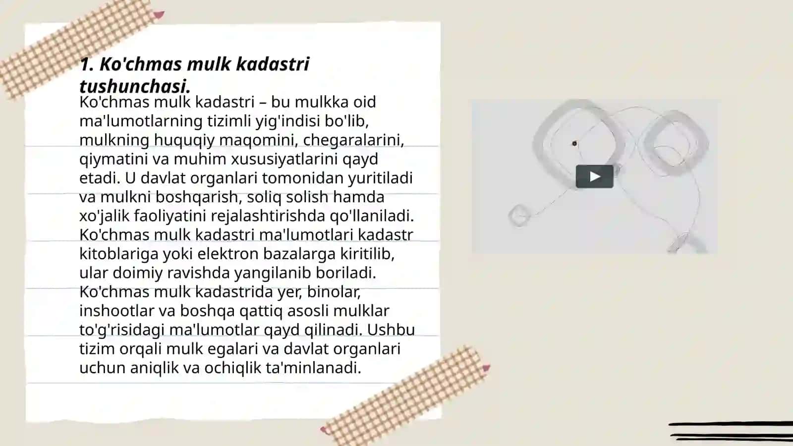 Ko'chmas mulk kadastri tushunchasi va uning umumiy tavsifi 3
