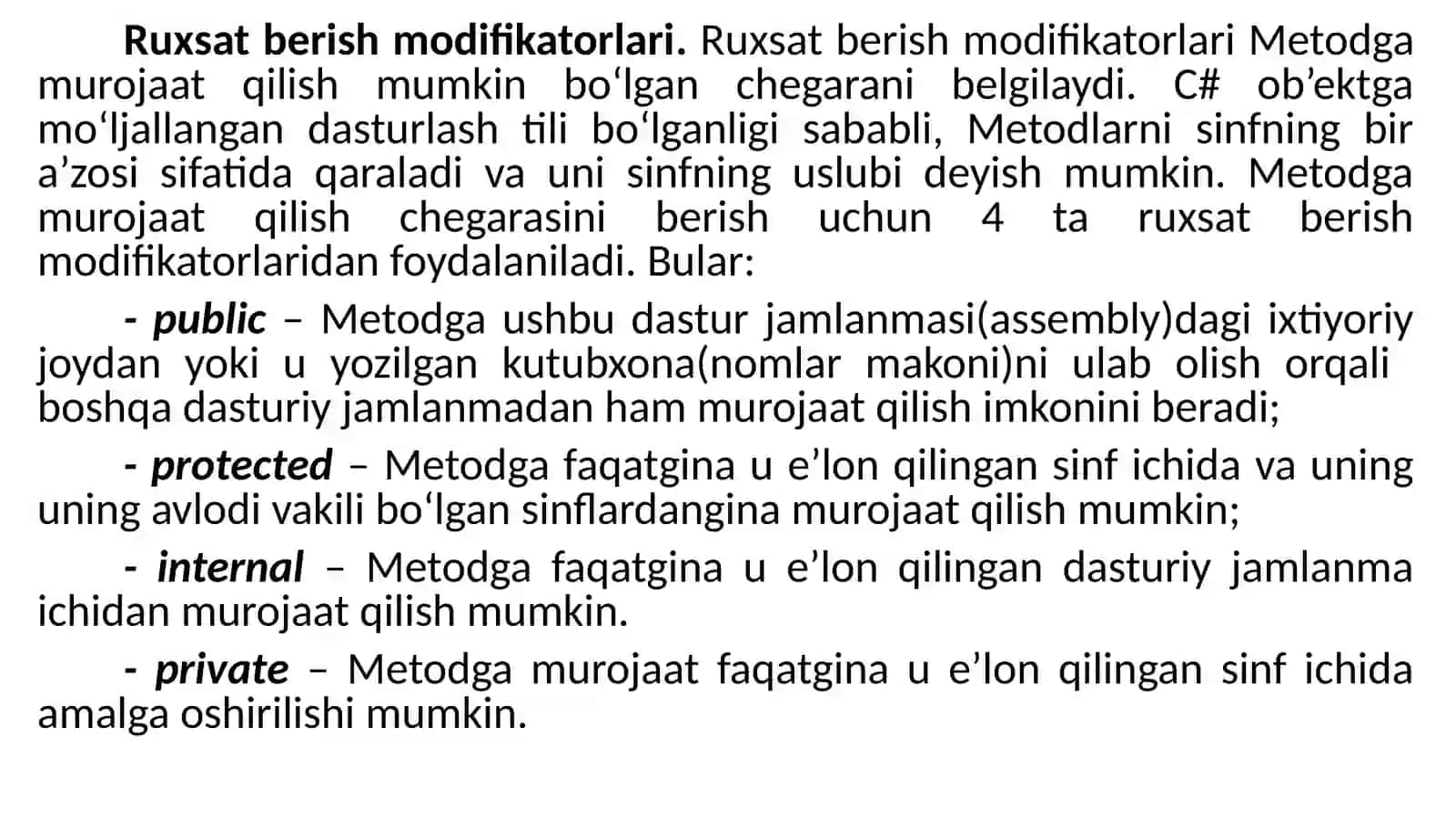 4-Ma`ruza:C# TILINING ASOSIY TUSHUNCHALARI7-dars 3