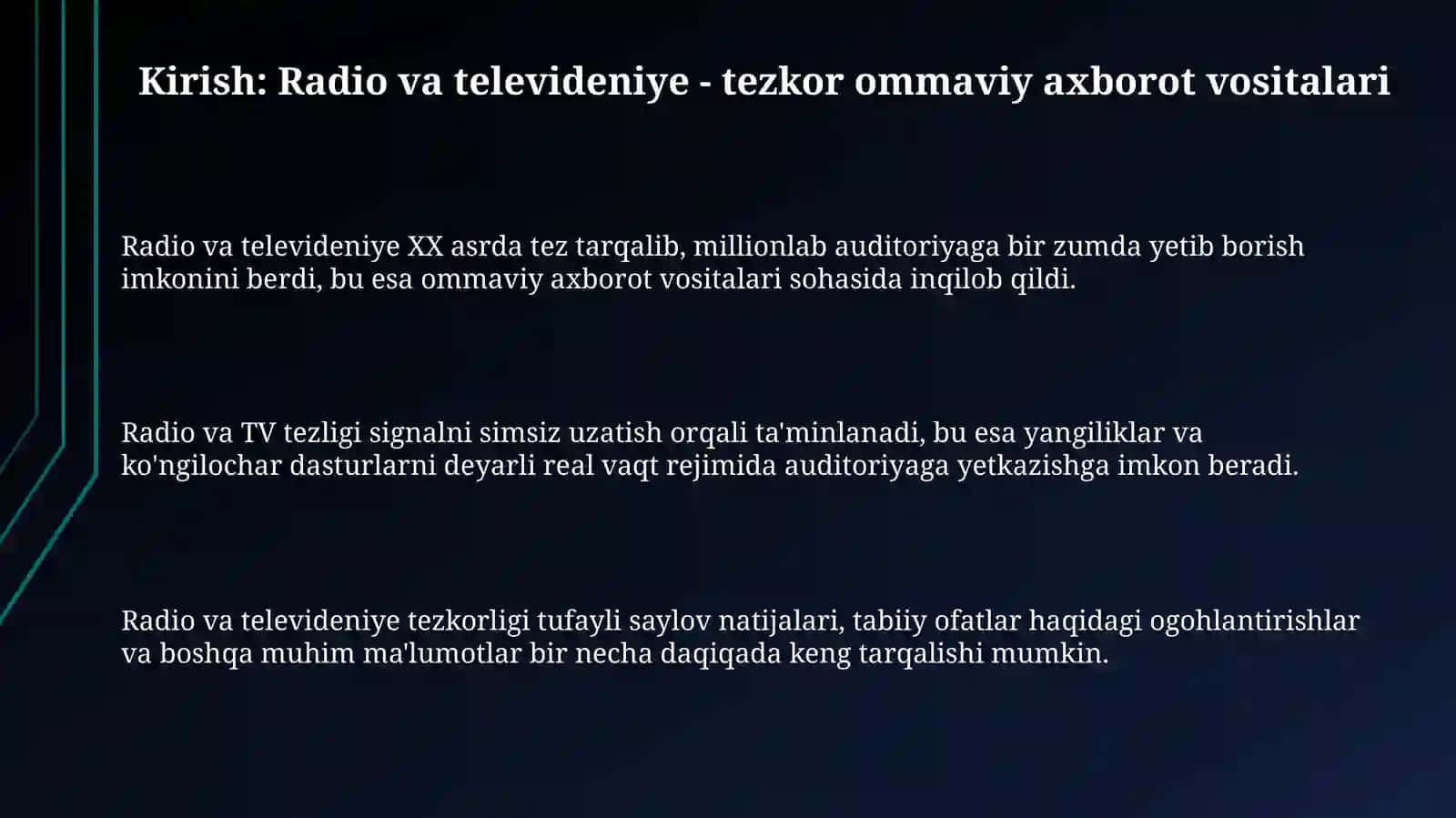 Radio va televideniya tezkor ommaviy axborot vositalari 3