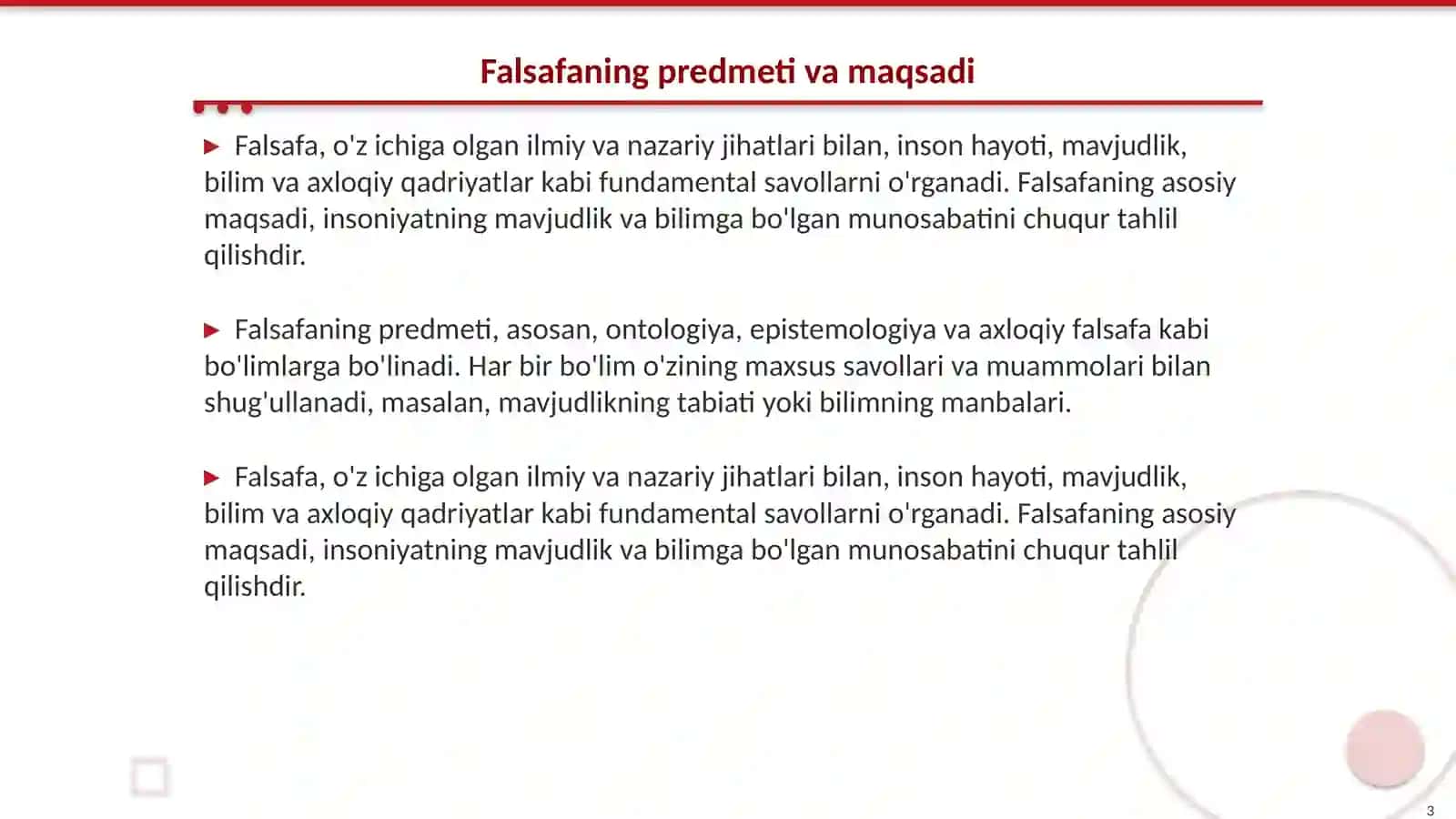 Falsafaning predmeti, asosiy masalalari, tuzilmasi funksiyalari 3