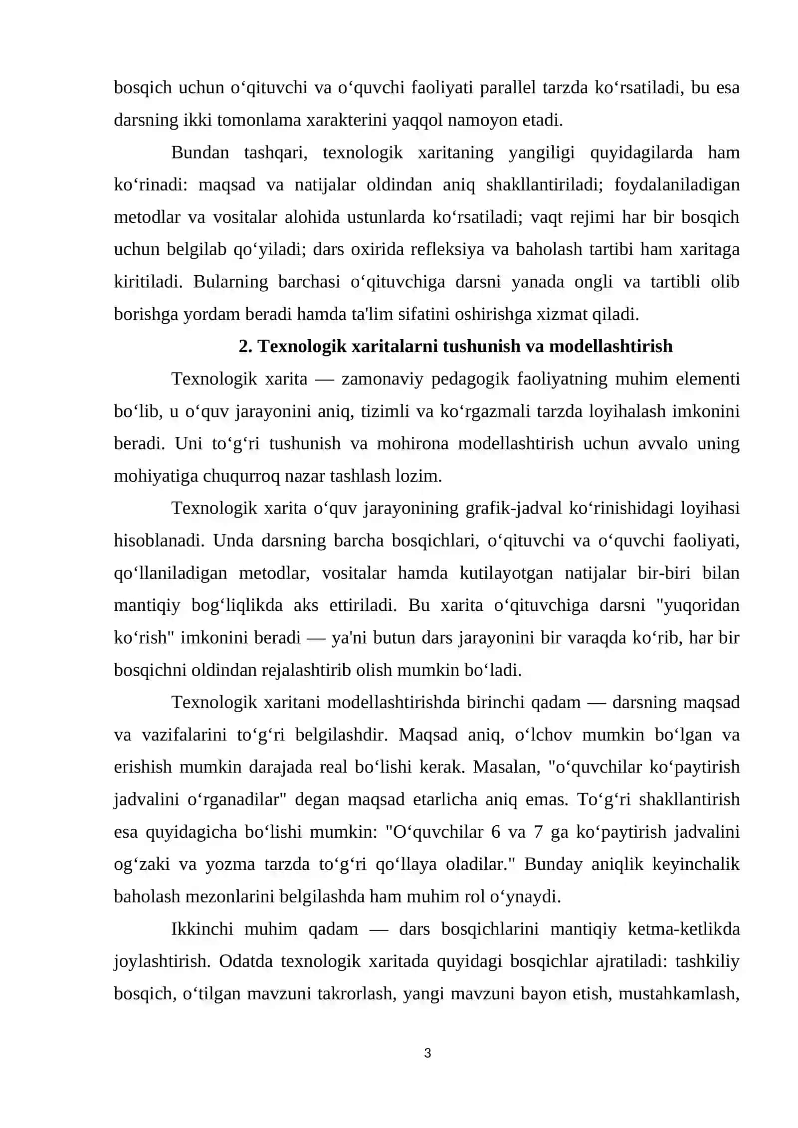 O‘qituvchining texnologik kompetensiyasi. Boshlang‘ich maktabning alohida o‘quv fanlari bo‘yicha texnologik xaritalarni modellashtirish 3
