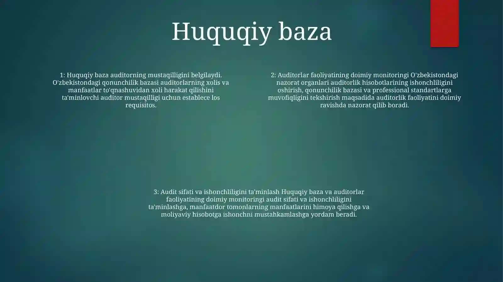 Audit O'Tkazuvchi Shaxs FaoliyatiniUzluksizliginiBaholash 3