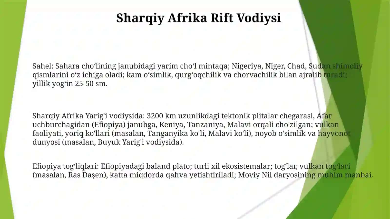 Afrikamateriginingreganaltabiiygeografikoʻlkalarigatavsifberish 3