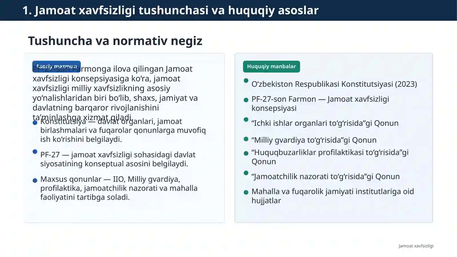 Jamoat xavfsizligini taʼminlashga koʼmaklashuvchi organlar va muassasalar 3