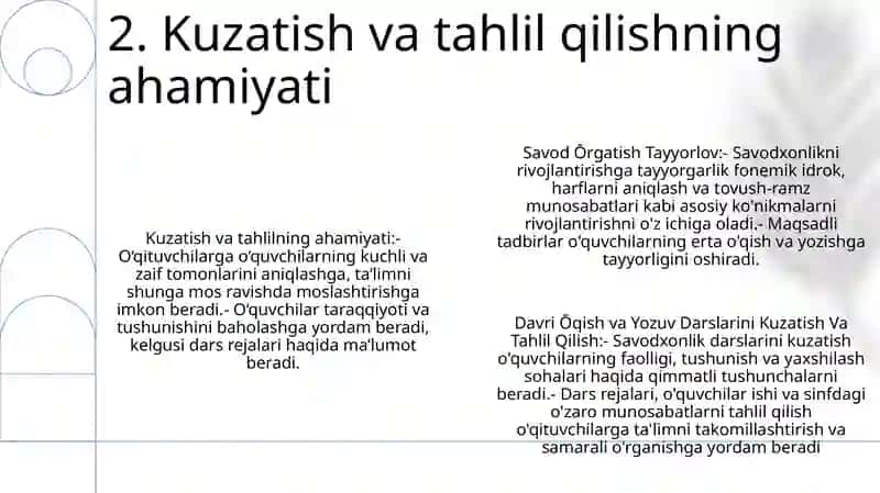 Savod Ōrgatish Tayyorlov Davri Ōqish Va Yozuv Darslarini Kuzatish Va Tahlil Qilish 3