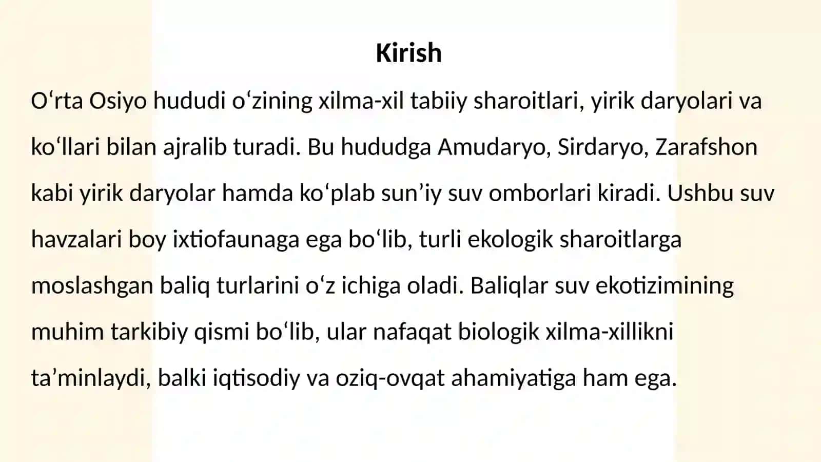 Oʻrta Osiyo suv havzalarida uchraydigan baliq turlari va ularning ekologik guruhlari 3
