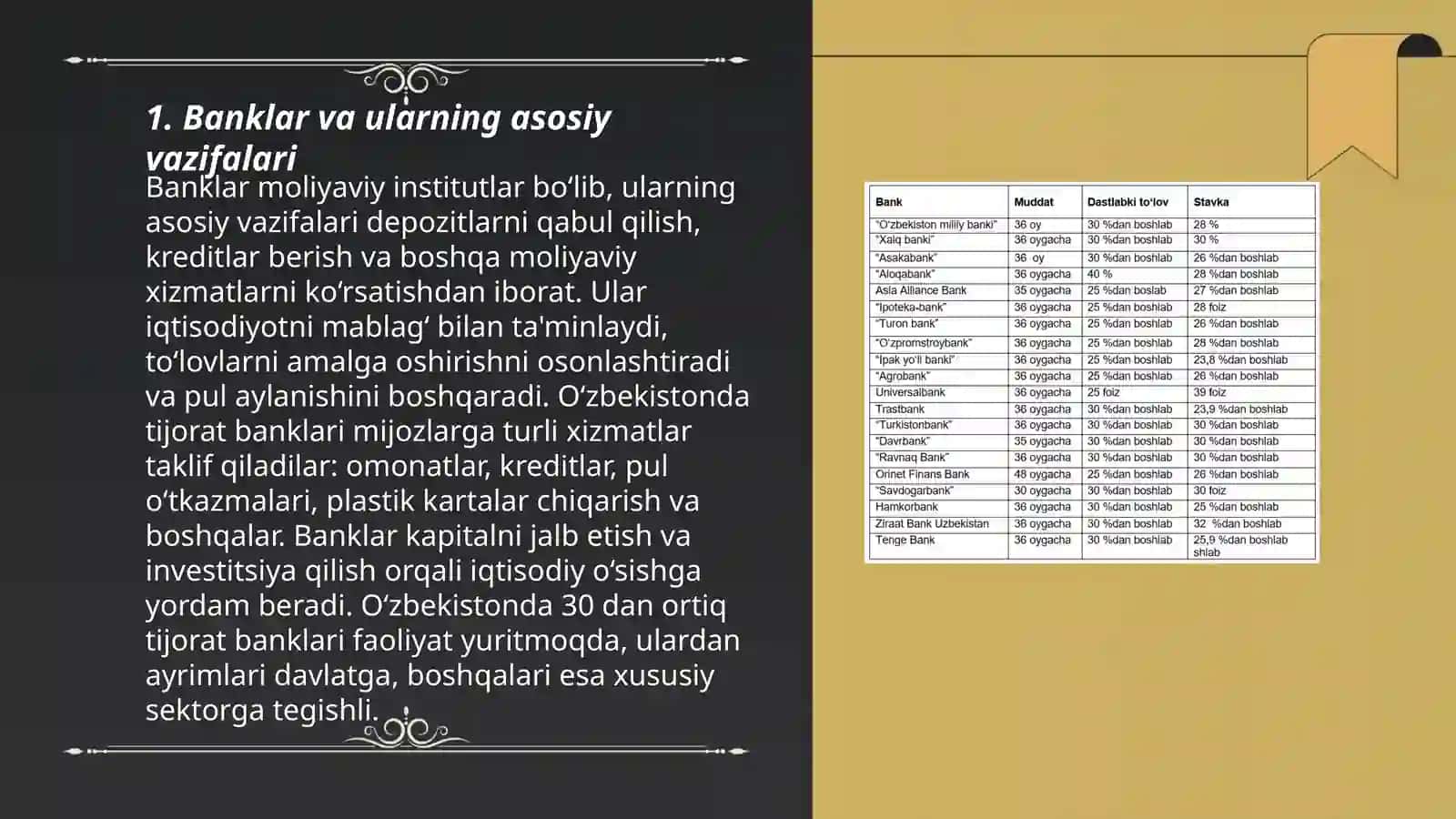 BANKLAR ULARNING TURLARI VA KRIDIT TIZIMIDAGI ROLI 3