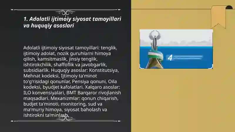Adolatli ijtimoiy siyosat yuritish,inson kapitalini rivojlantirish 3