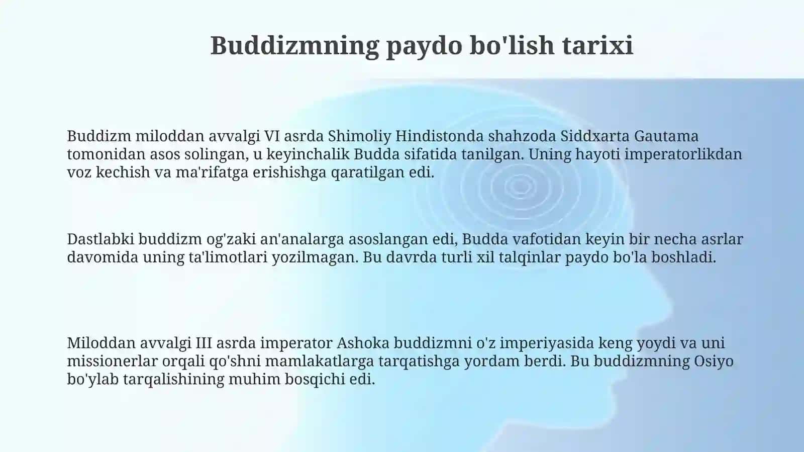 Buddaviylik dininig paydo bo’lishi tarixi, asosiy talimotlari, oqimlari va manbalari 3