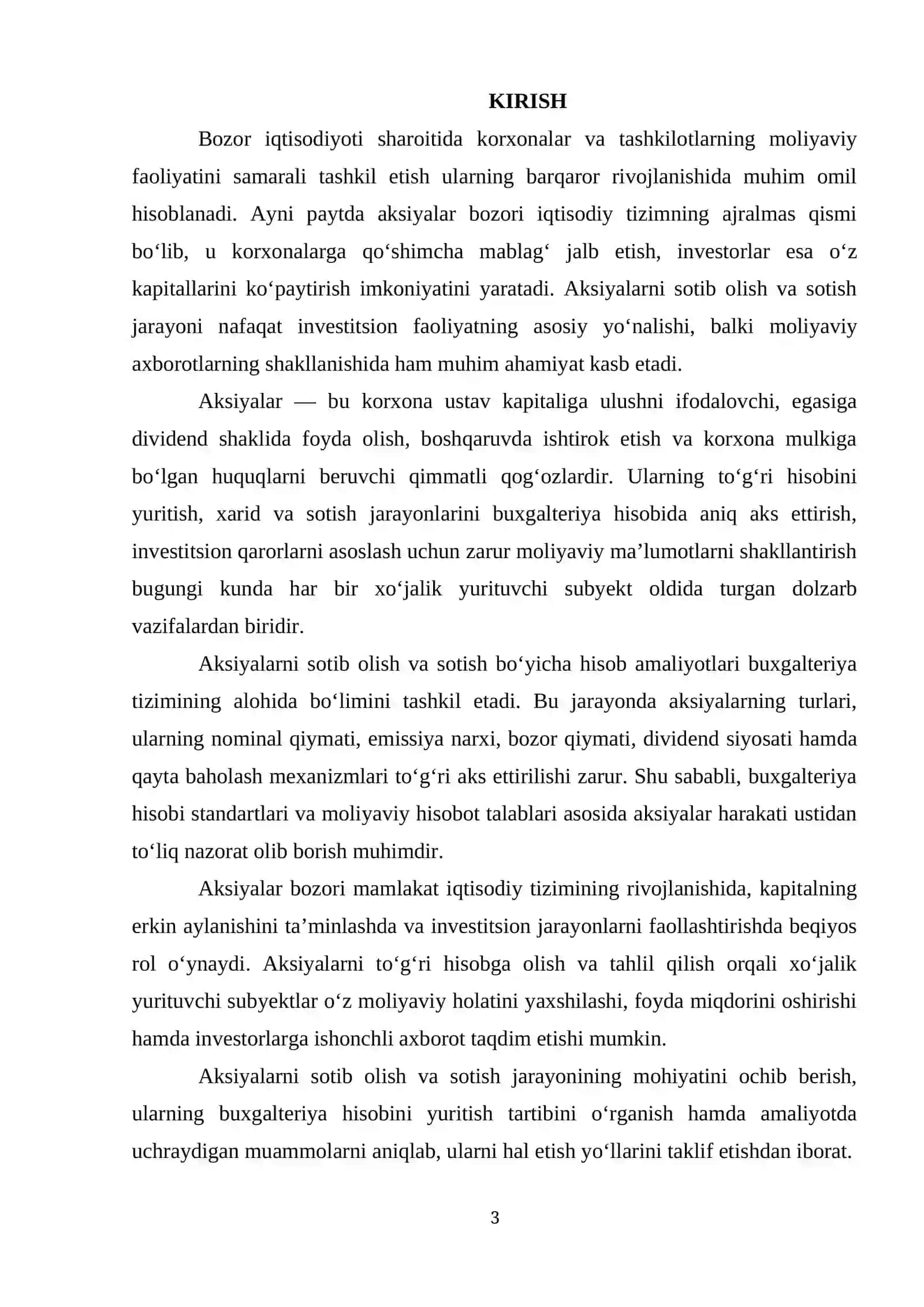 Aktsiyalarni sotib olish va sotish hisobi 3