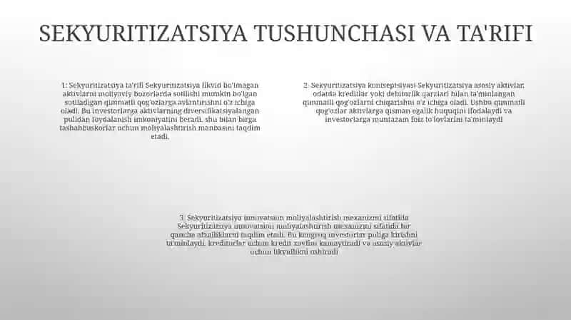 Sekyuritizatsiya – Lizingni Moliyalashtirishning Innovatsion Mexanizmi Sifatida 3