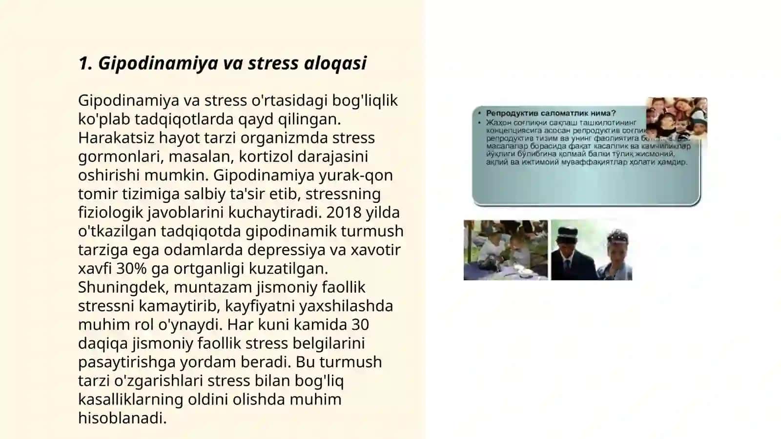 Salomatlik psixologiyasi.Gipodinamiya va uning oqibatlari 3