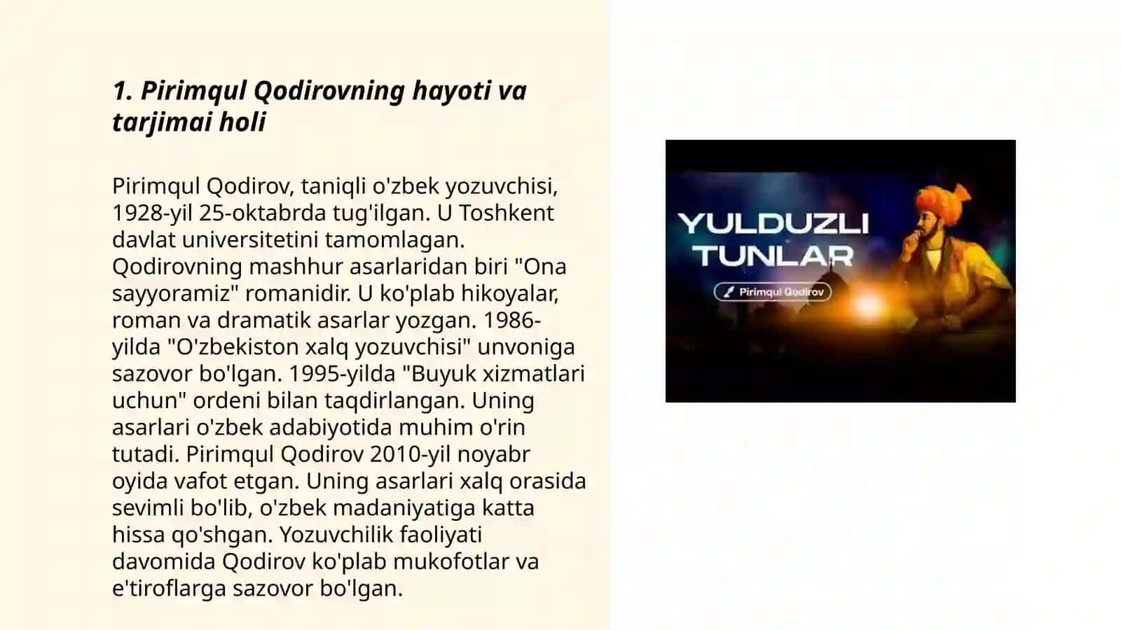 Pirimqul Qodirov hayoti va ijodi 3