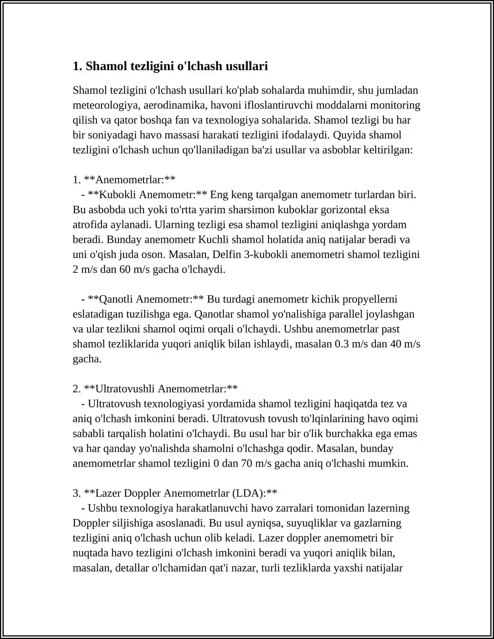 Shamol tezligini o'lchash usullari 3
