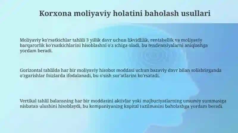 Korxonalar moliyaviy xolati reyting baholash va tahlil qilish 3