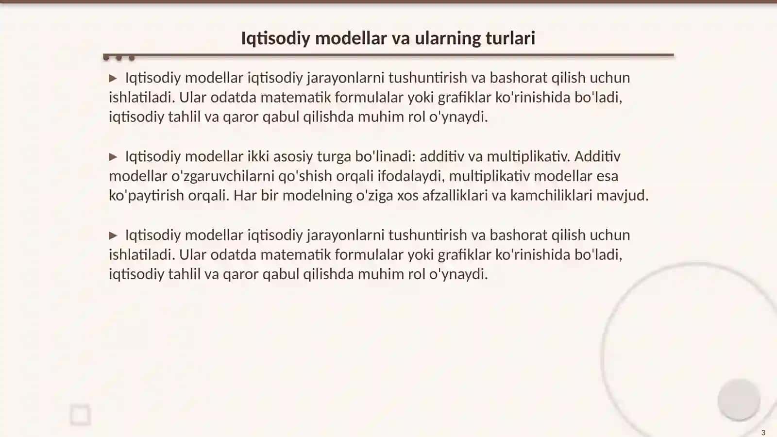 Additiv va multiplikativ iqtisodiy modellarni tuzish 3
