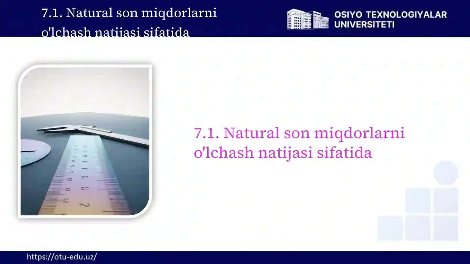 O'lchash natijasi sifatida natural son miqdorlarni o'lchash 3
