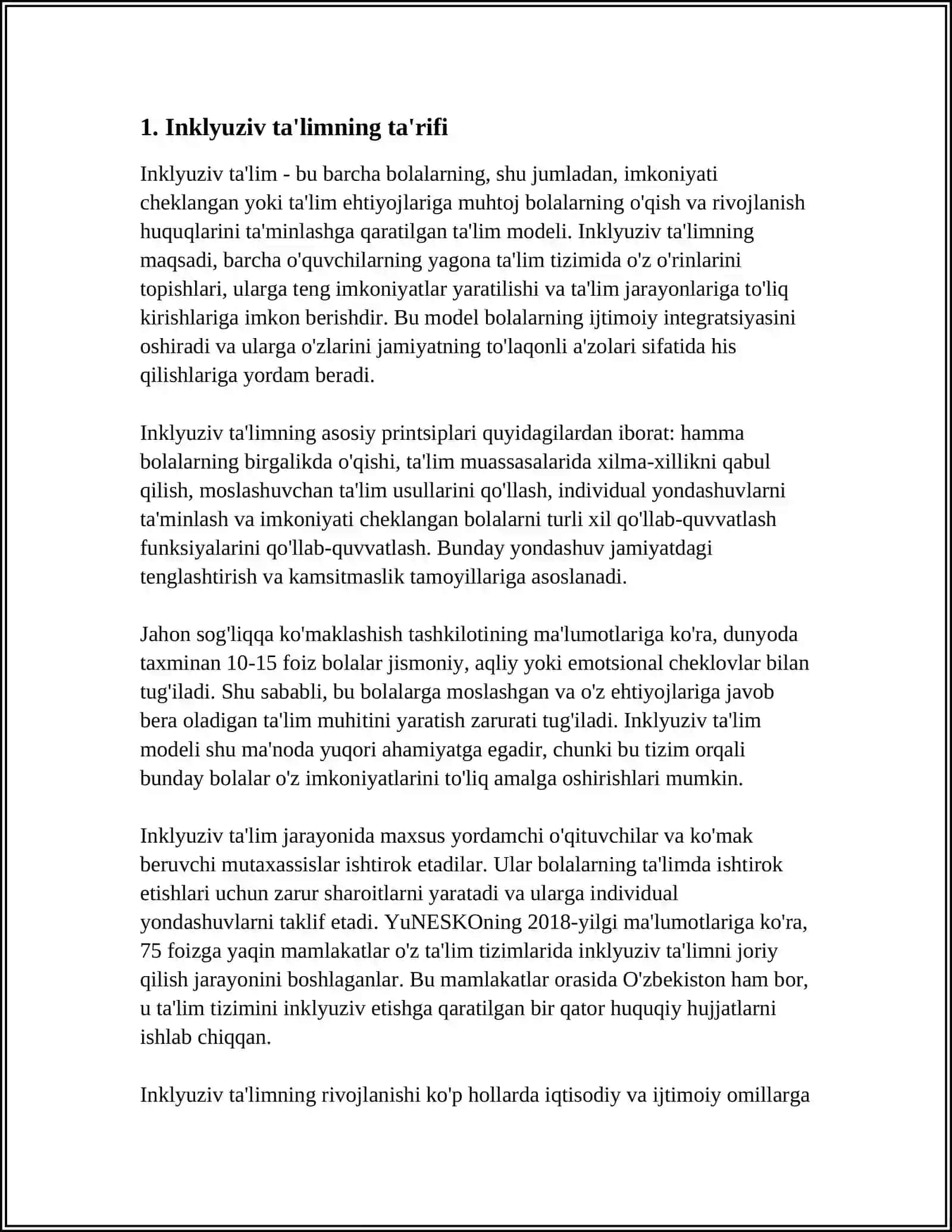 INKLYUZIV VA BIRGALIKDA OʻQITISH:ULARNING ASOSIY FARQLARINI ANIQLASH 3