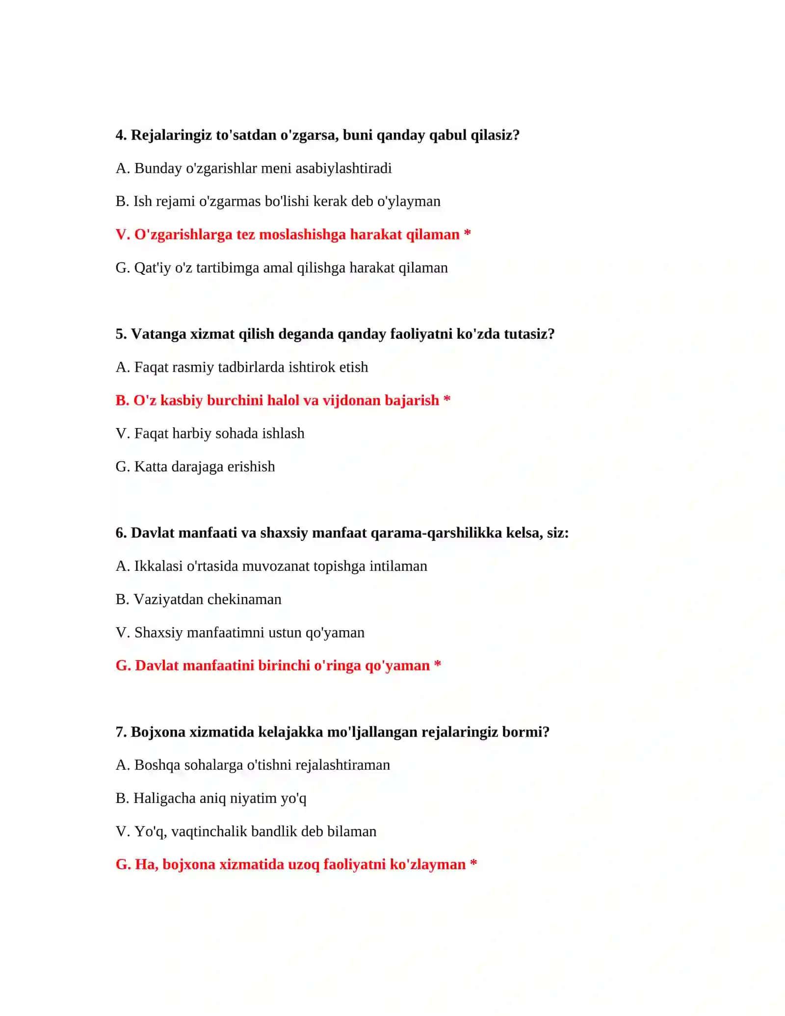 Bojxona ishga kirish testlari Word 3