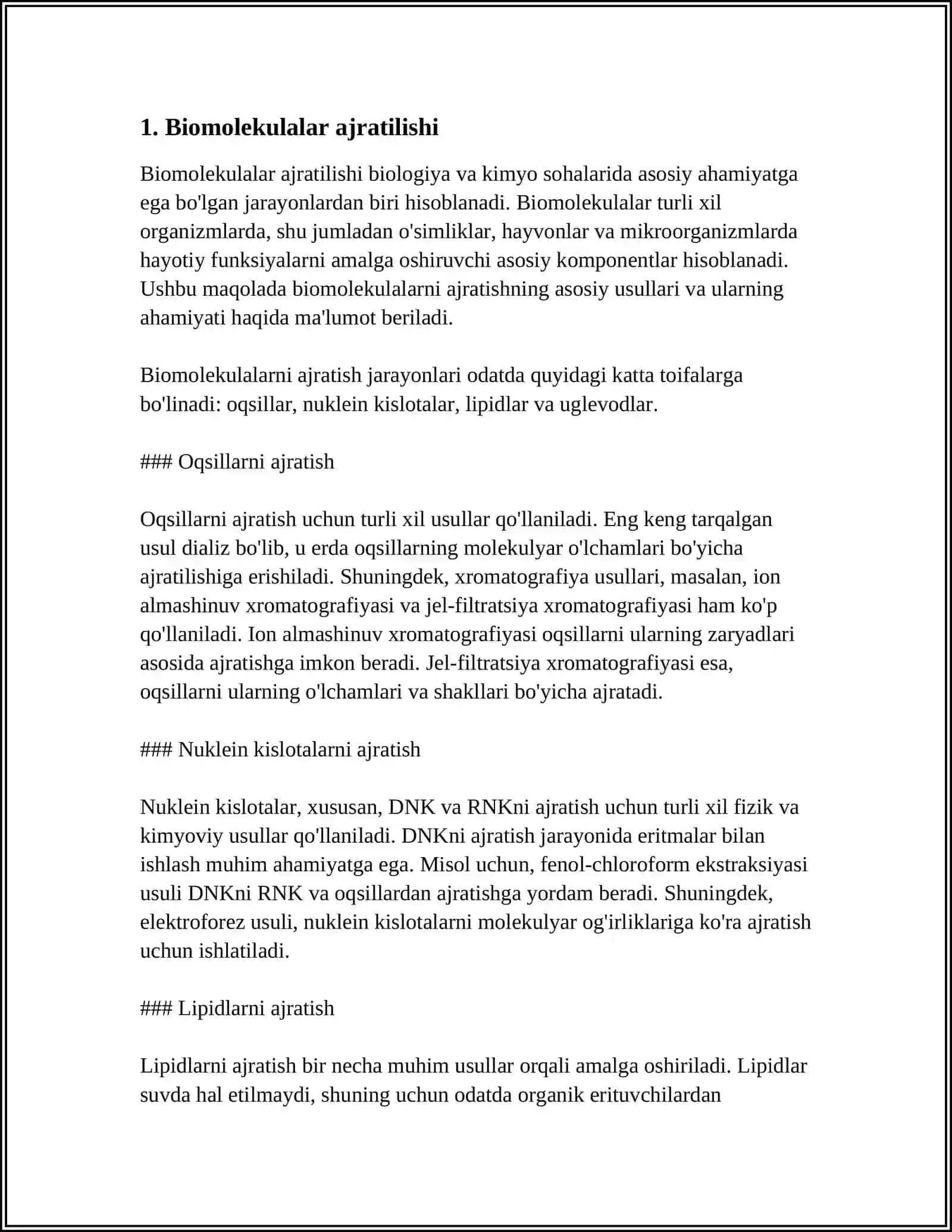 BIOKIMYONING ZAMONAVIY METODLAR. ENDOPEPTIDAZALAR 3