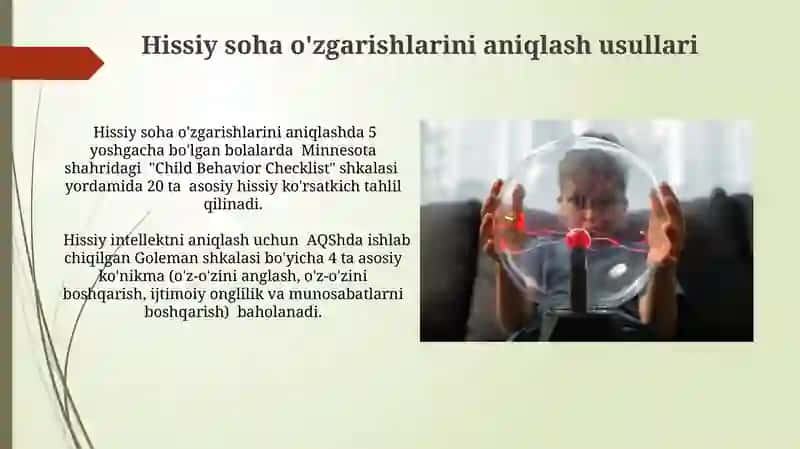 Hissiy sohada yuz bergan o'zgarishlarni aniqlash 3
