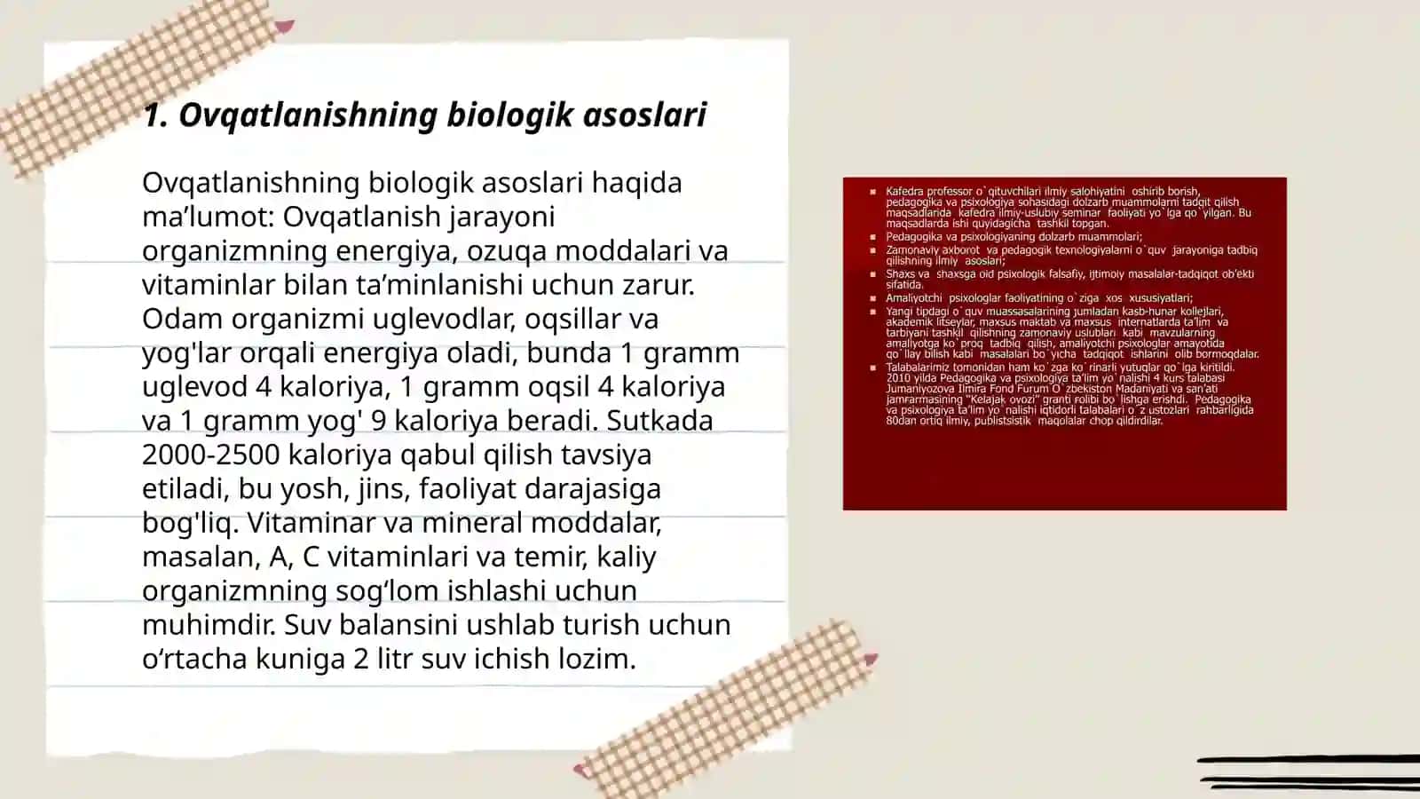 Ovqatlanishning biologik asoslari 3