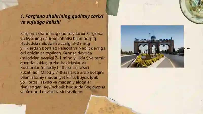 Farg'ona shahar haqida tarixiy va hozirgi kungi ma'lumot 3