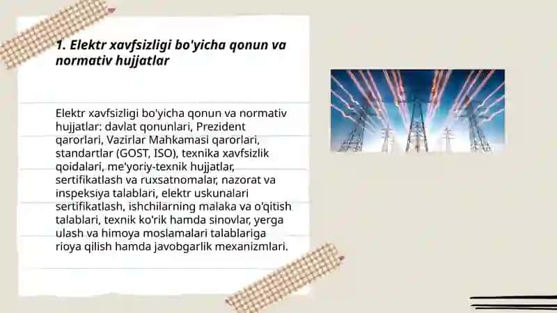 Elektr xavfsizligi bo'yicha umumiy talablar 3