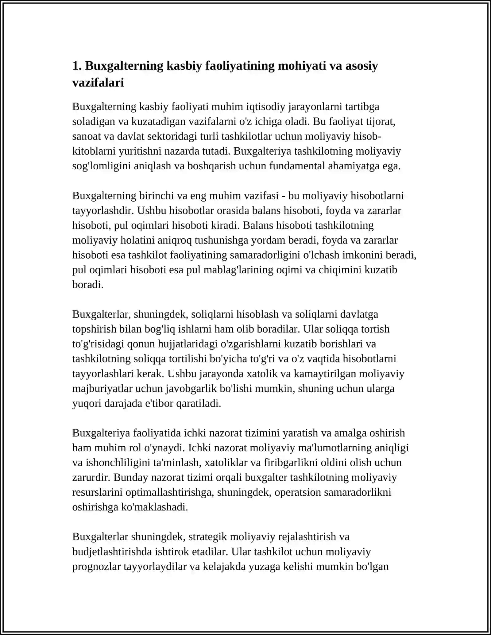 BUXGALTER KASBI VA UNGA QO’YILADIGAN KASBIY TALABLAR 3