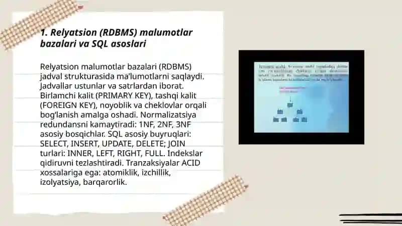 Relyatsion (RDBMS) malumotlar bazalari va SQL asoslari 3