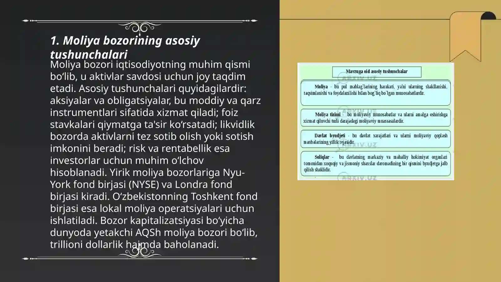 Moliya bozori tahlilining tashkiliy xususiyatlari 3