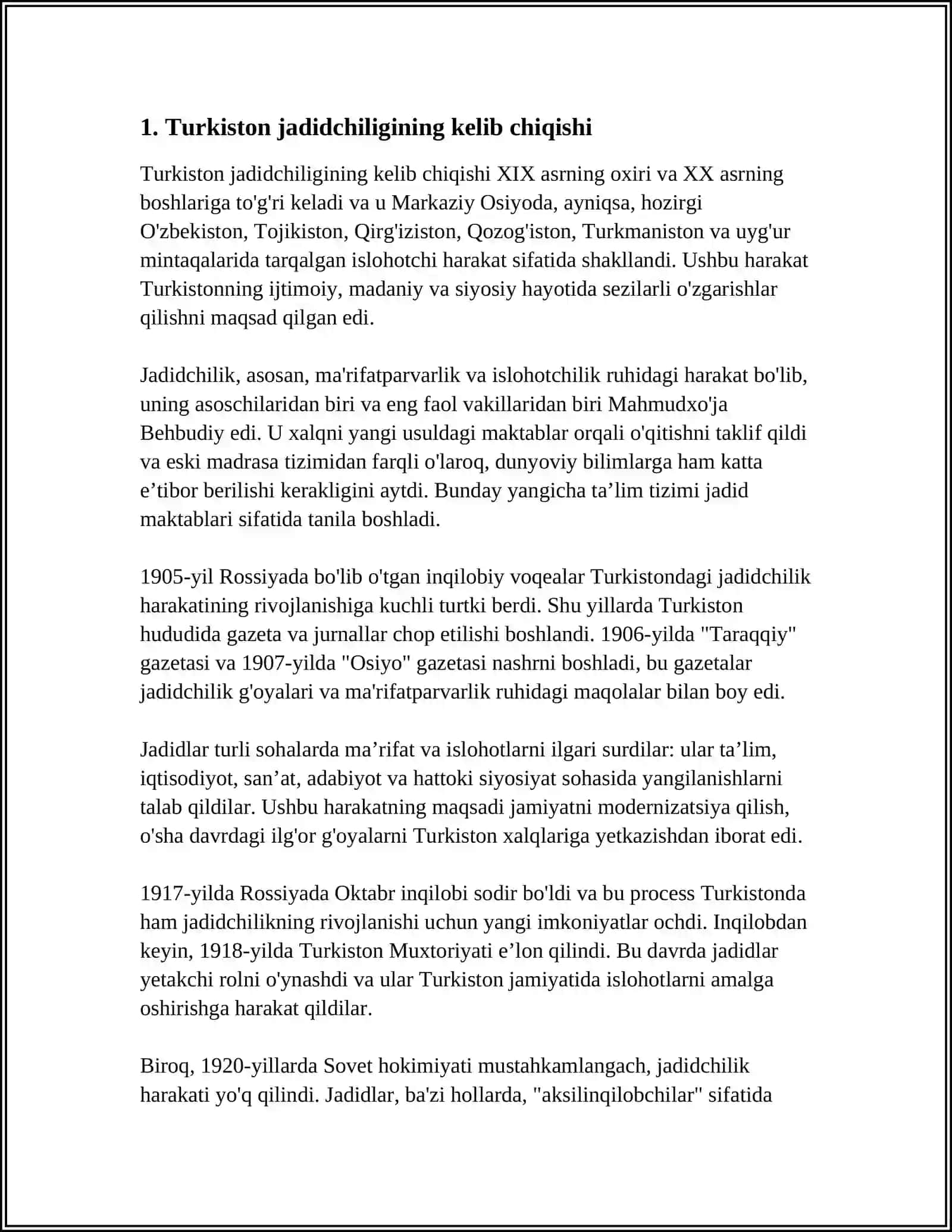 TURKISTON JADITLARI O’ZBEKISTON TARIXIDA YANGILANISH HARAKATI 3