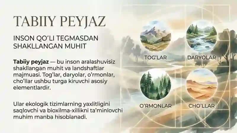 Peyjaz turlari  peyjaz elementlari tarkibi ketma – ketligini chizish manbaalar bilan ishlash 3