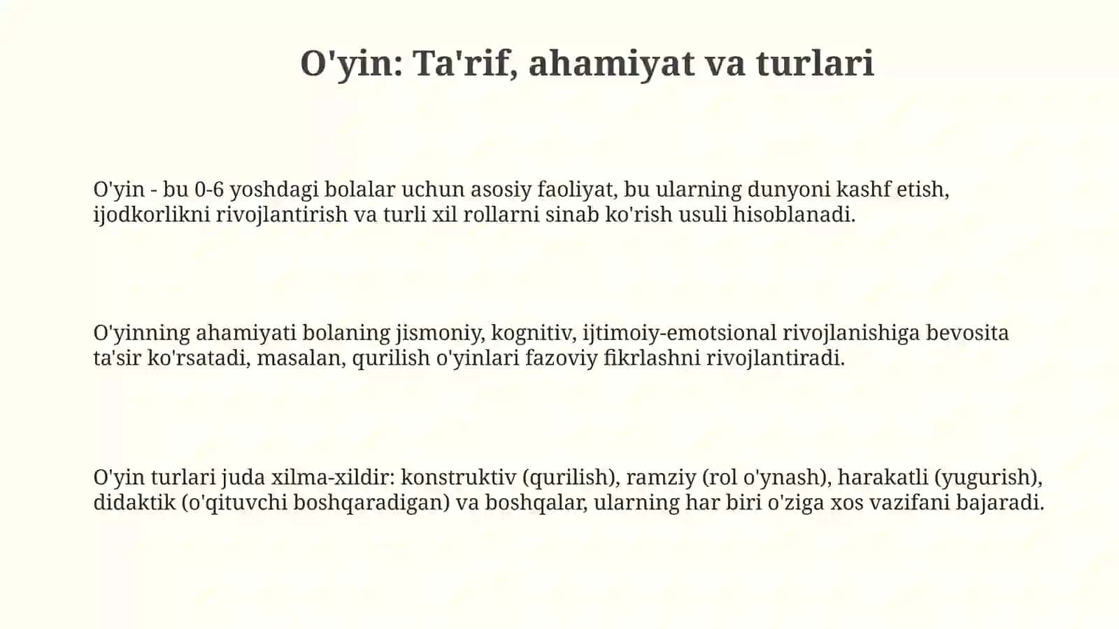 O'yin: Ta'rif, ahamiyat va turlari 3