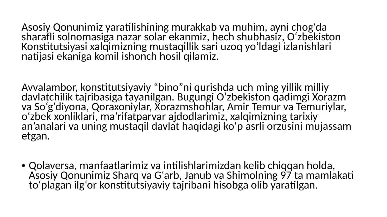 O‘zbekiston Respublikasi Konstitutsiyasining yaratilishi tarixi 3