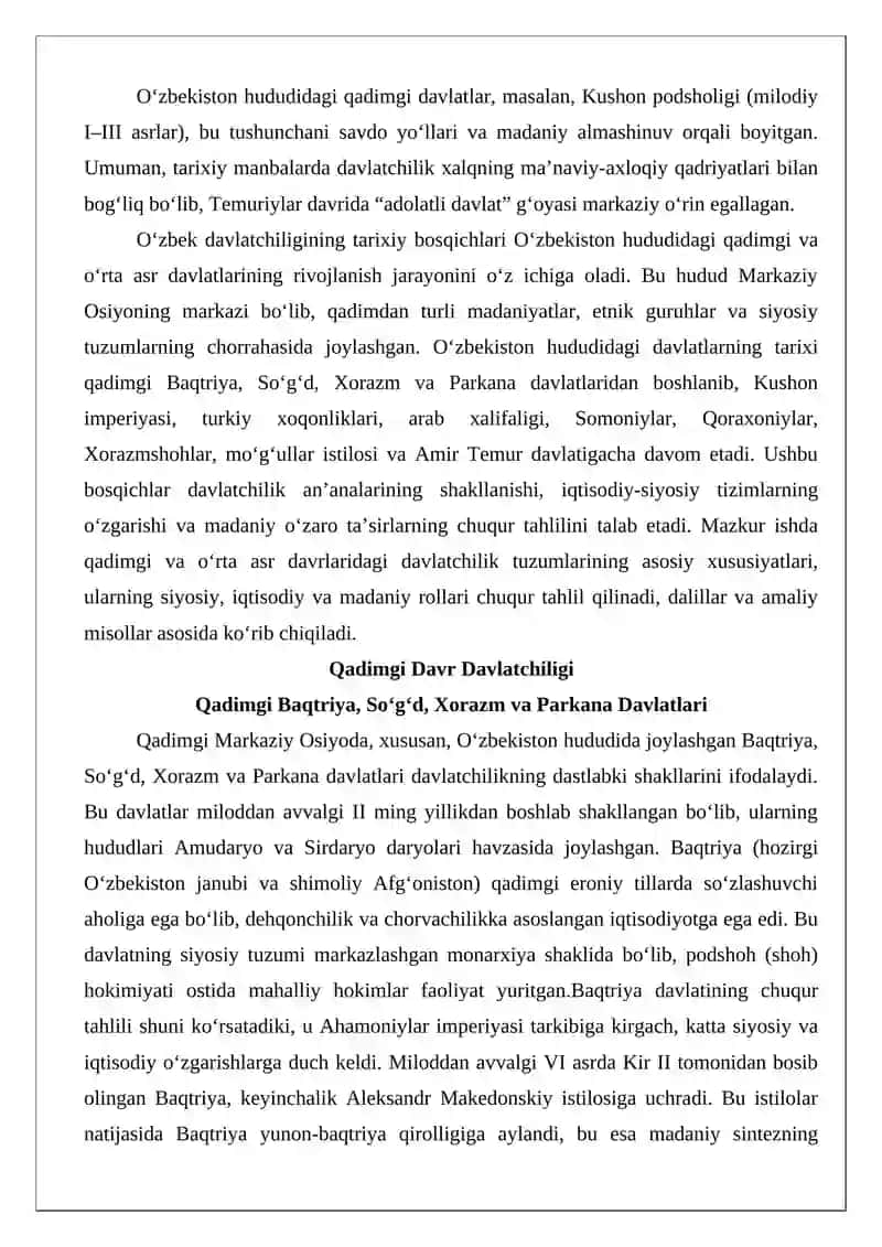 O‘zbek davlatchiligining tarixiy bosqichlari (O‘zbekiston hududidagi davlatlar tarixi misolida) 3