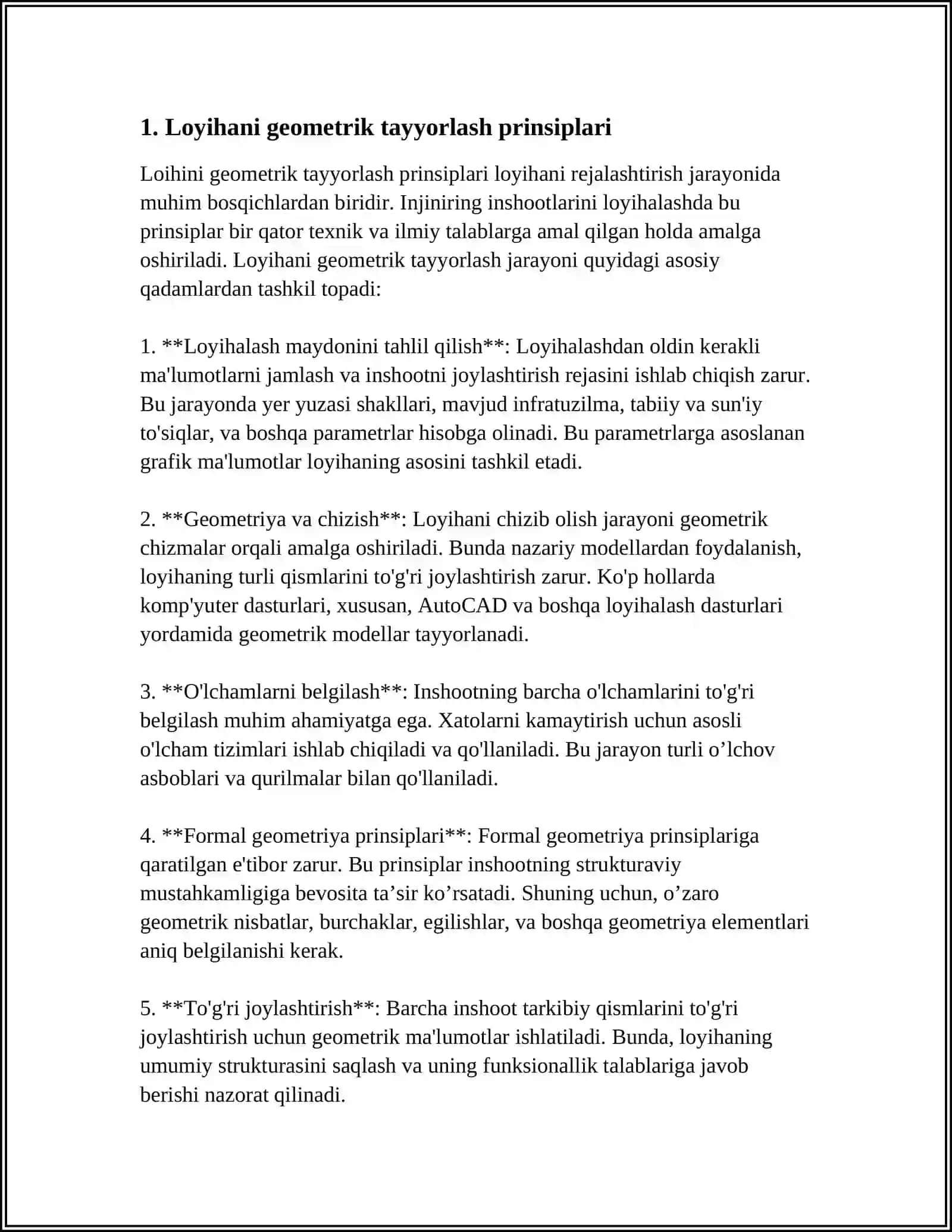INJINERLIK INSHOTLARINI REJALASHDA LOIHANI GEOMETRIK TAYORLASH 3