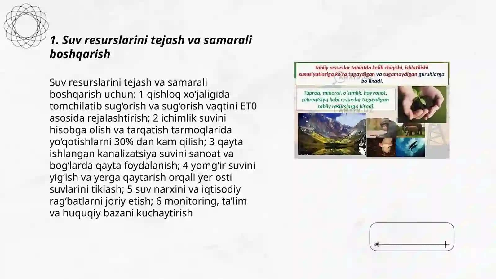 Tabiiy resurslarni tejash mavzusi 3