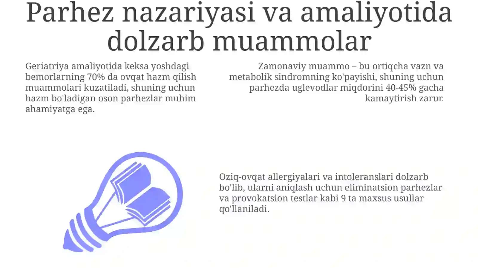 Tibbiyotda ovqatlanish nazariyasi. Parxez stollari 3