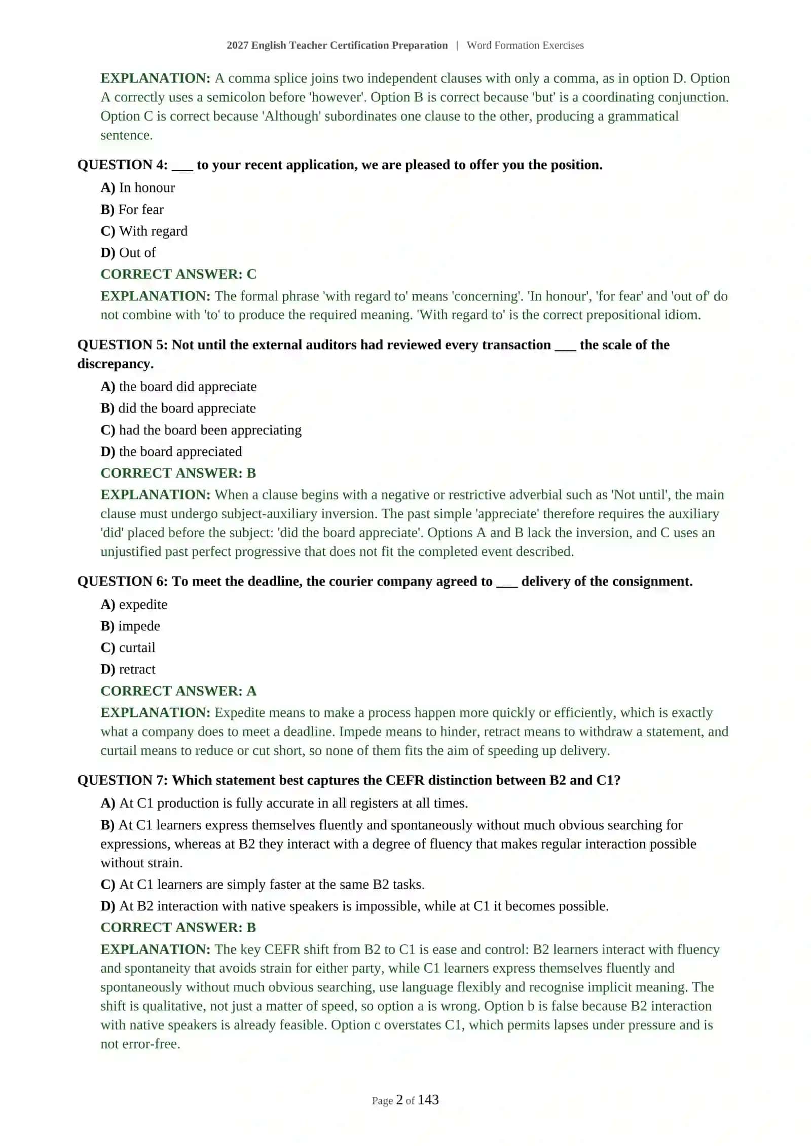 2027 English Teacher Certification Preparation | Word Formation Exercises 3