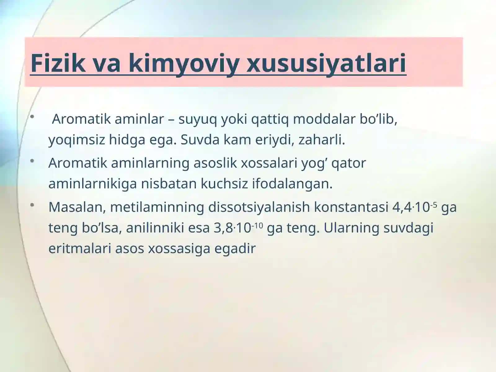 Aromatik amino birikmalar. Anilin 3
