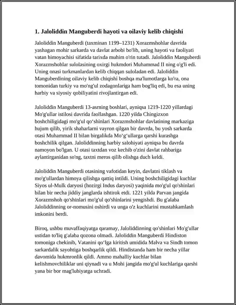 JALOLIDDIN MANGUBERDI - VATAN HIMOYACHISI 3