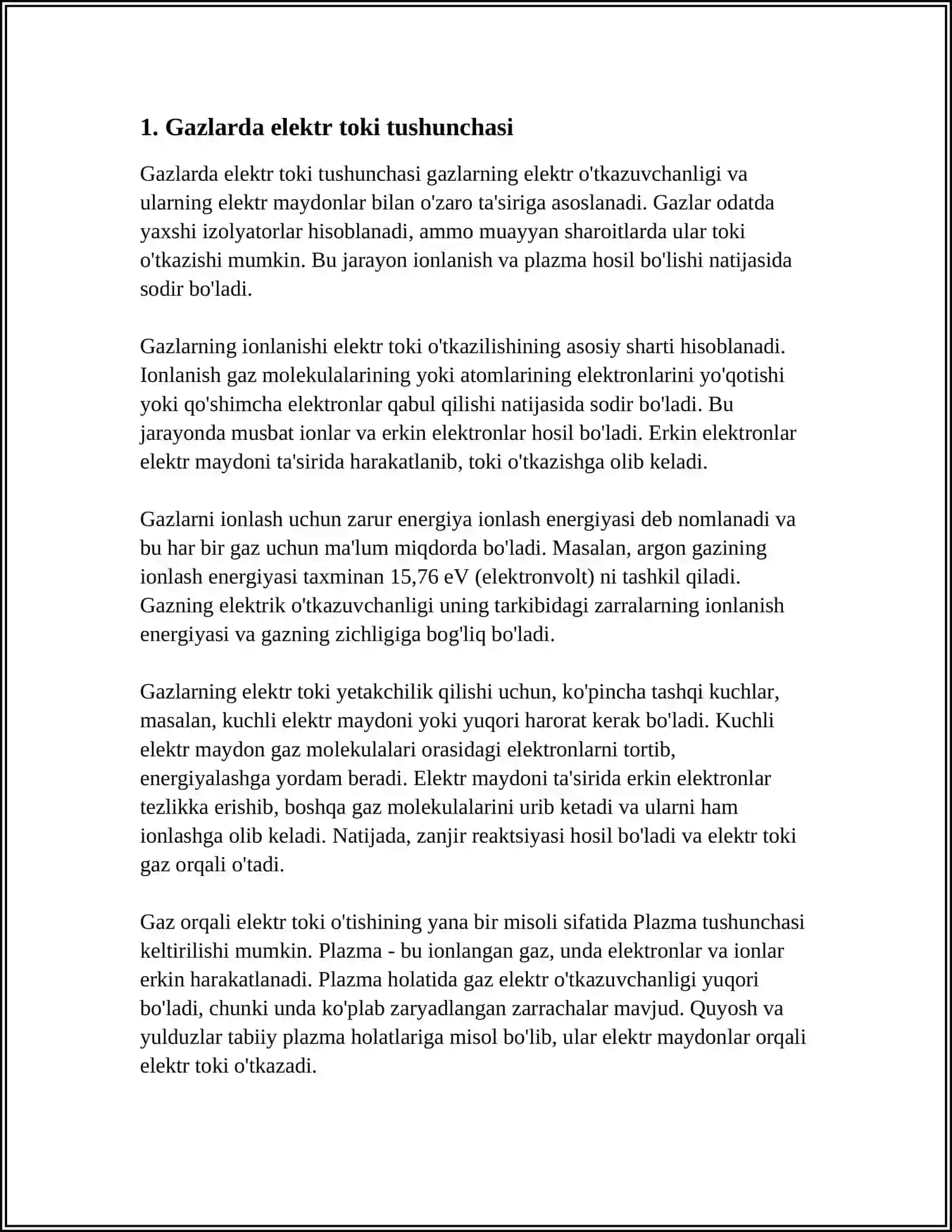 GAZLARDA ELEKTR TOKI VA GAZ ZARYADLARI 3