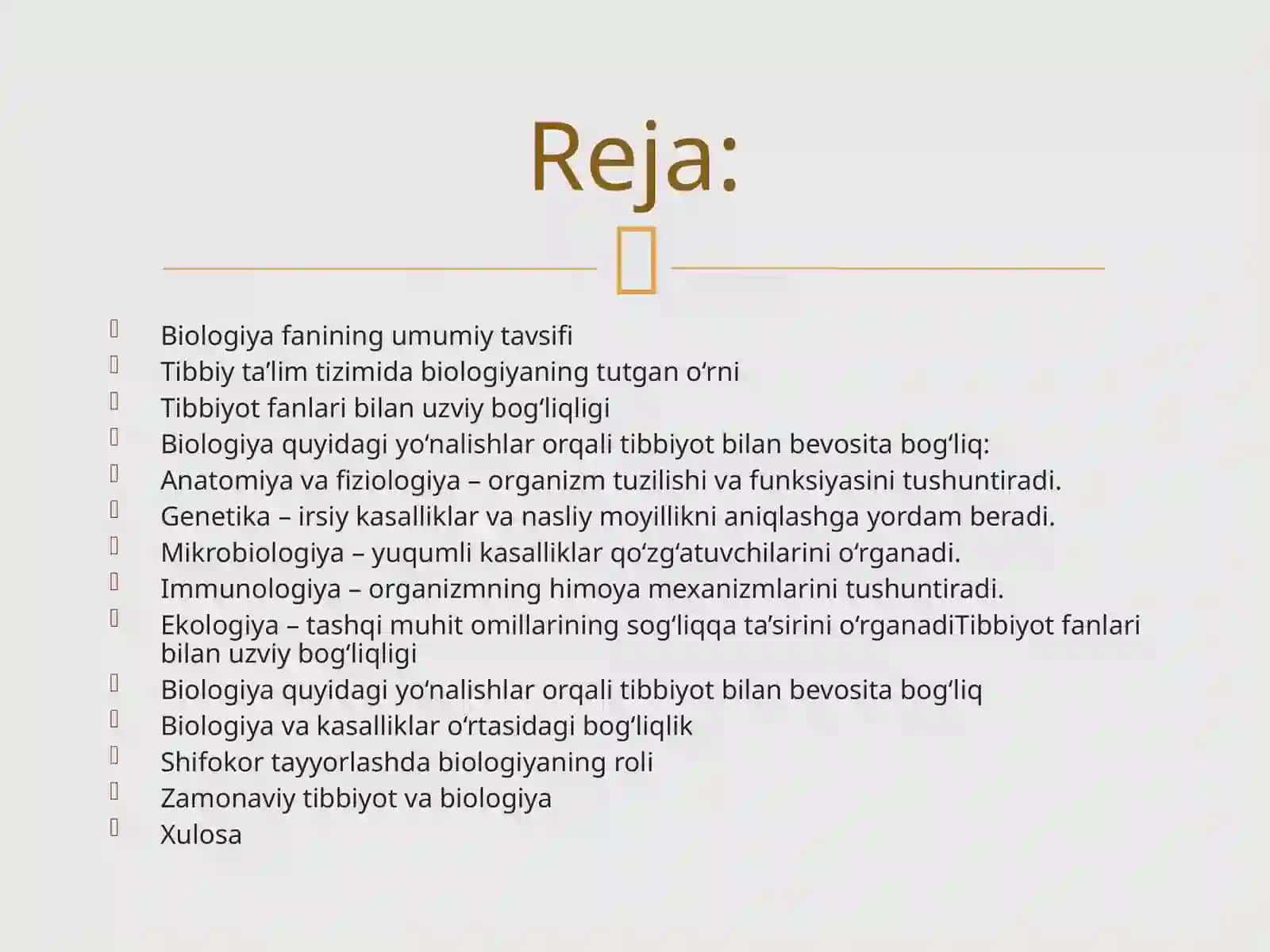Tibbiy ta’lim tizimida biologiyaning tutgan o‘rni. Odamning biosotsial tabiati. Shifokor tayyorlashda biologiyaning roli 3