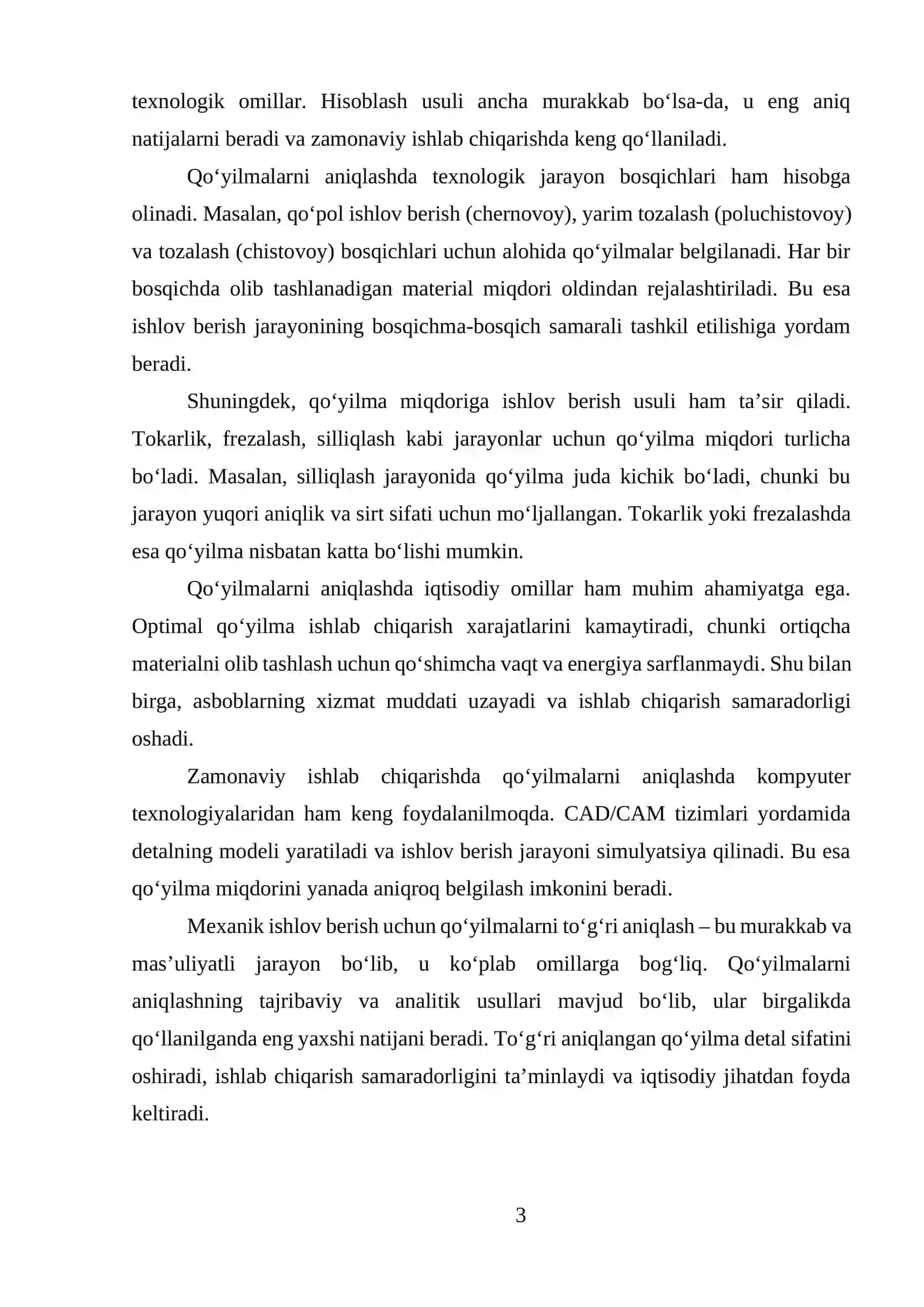 MEXANIK ISHLOV BERISH UCHUN QO‘YILMALARNI (PRIPUSKLARNI) ANIQLASH USULLARI 3