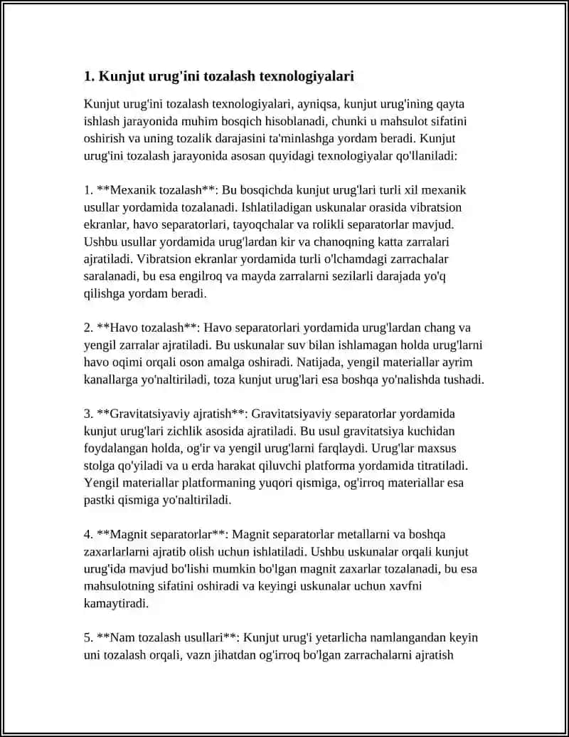 Kunjut urug'ini tozalash texnologiyalari 3