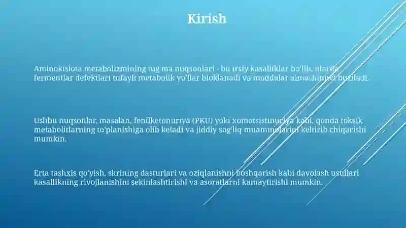 Aminokislotalar almashinuvining tugʻma kasalliklari 3