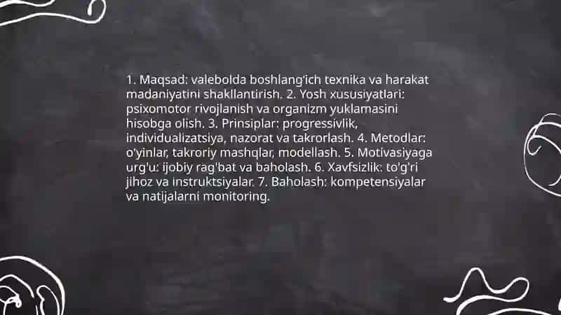 Valebolda dastlabki oʻrgatish jarayonining bosqichlari va uslublari 3