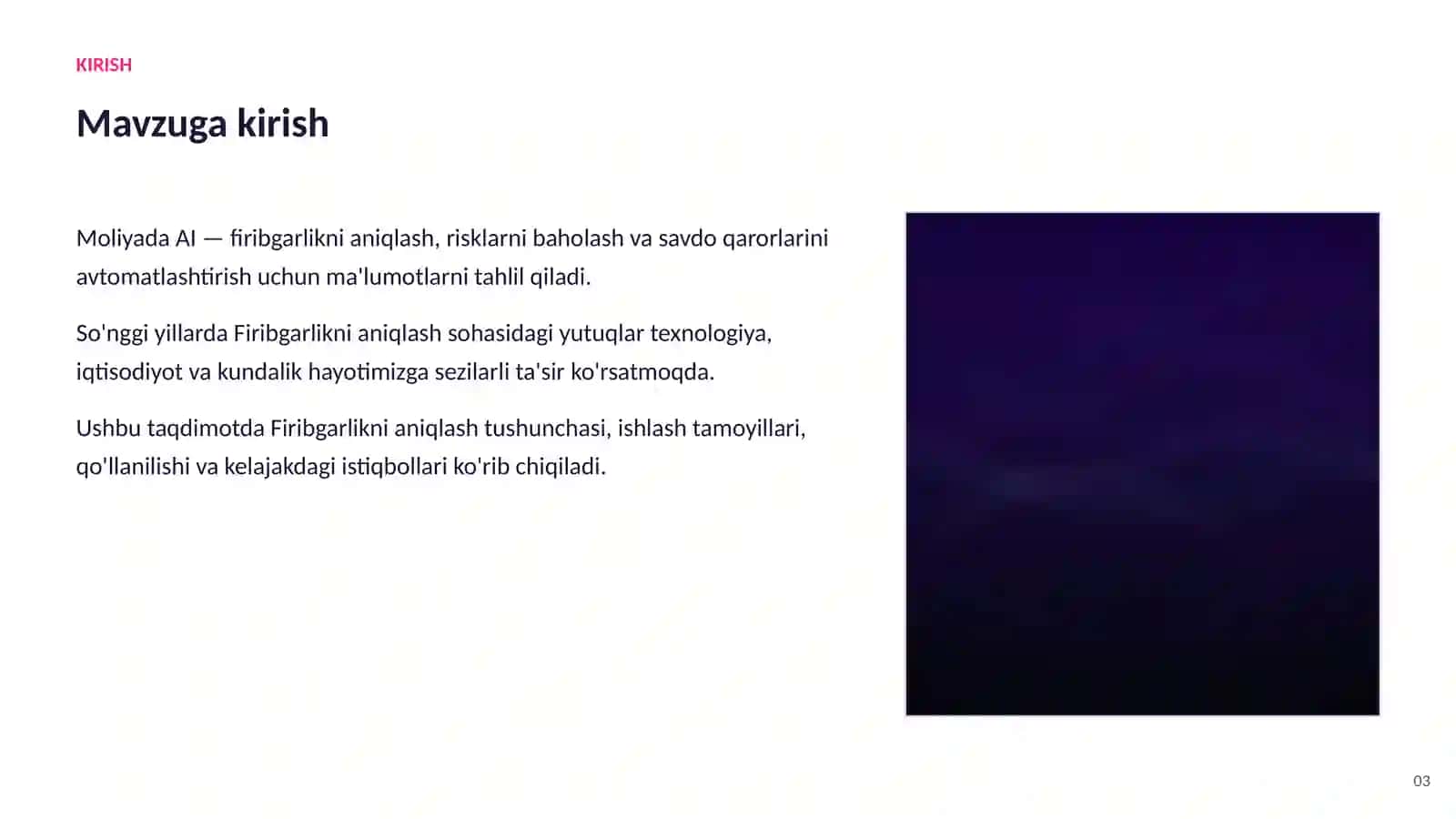 SUN'IY INTELLEKT • AI MOLIYADA 3