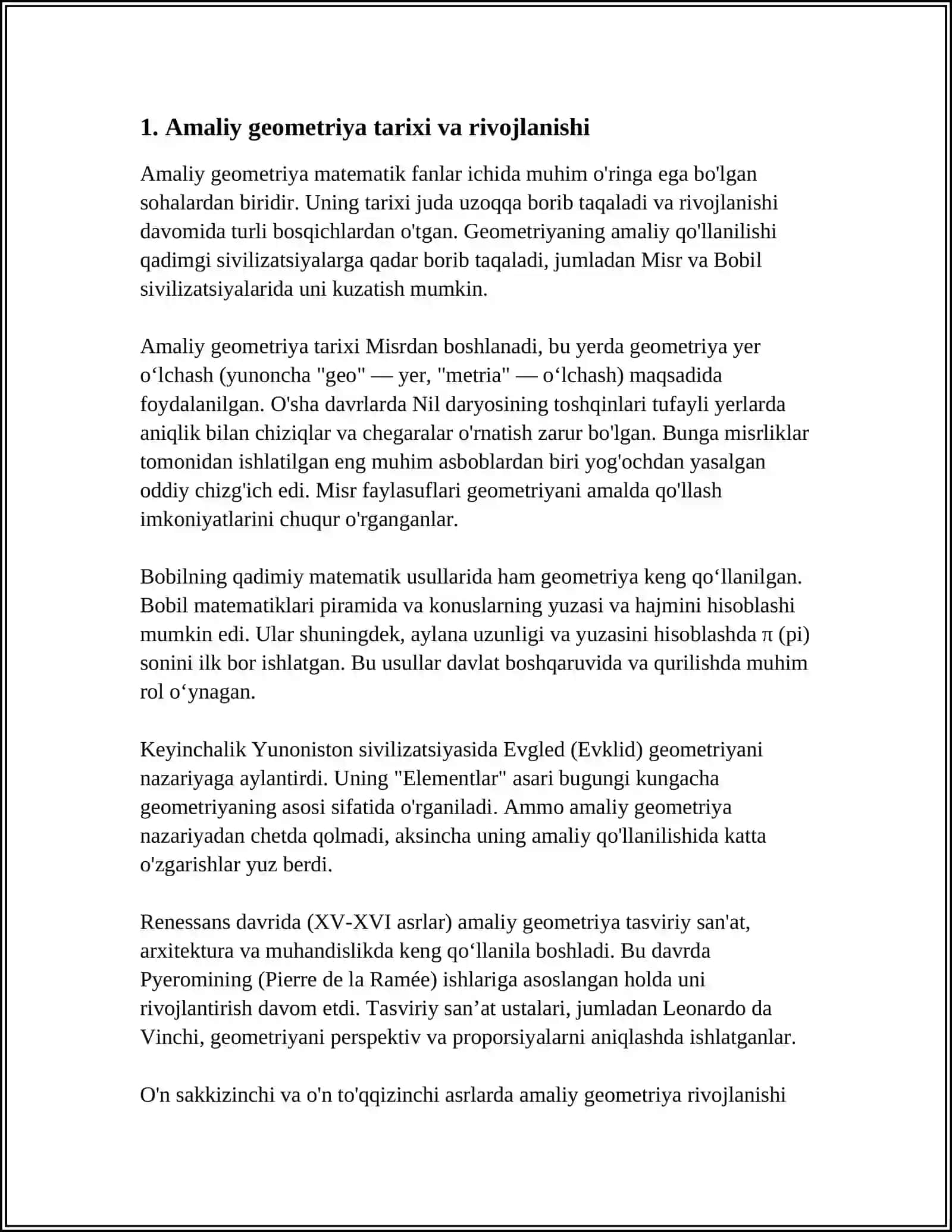 AMALIY GEOMETRIYA VA MUHANDISLIK GRAFIKASI ʼʼ MUTAXASSISLIGI 3